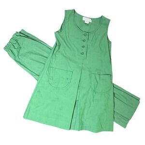 Vintage Girl Scouts Green Uniform Dress & Pants Set‎ Size 10 Dacron Polyester